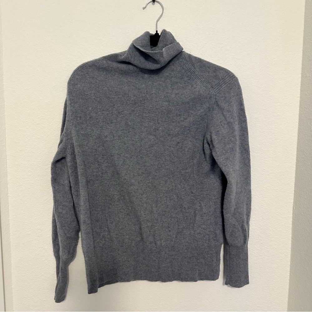 J Crew Cashmere Fold Over Turtlen Sweater Light Blue Gray Color Size Small Women